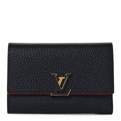Louis Vuitton Taurillon Capucines Compact Wallet Marine Rouge 1 of 9