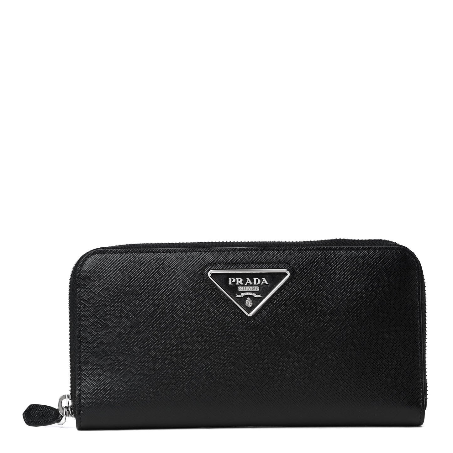 Saffiano Triangle Zip Around Wallet Black