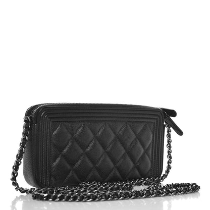 Chanel Caviar Quilted Small Boy Clutch With Chain Black 3 of 10