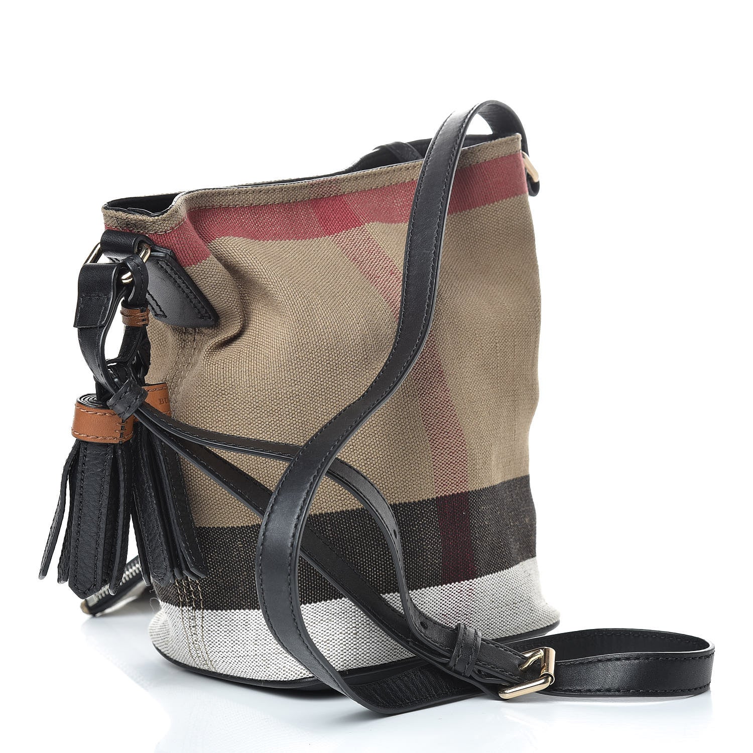 Burberry Canvas Mega Check Mini Ashby Tassel Crossbody Black 4 of 11
