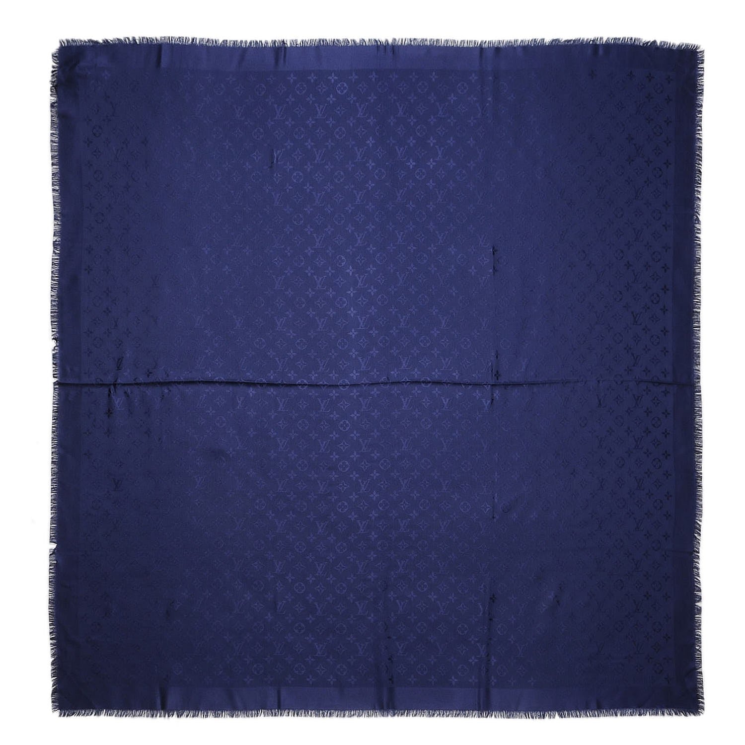 Louis Vuitton Wool Silk Monogram Shawl Blue Nuit 1 of 4