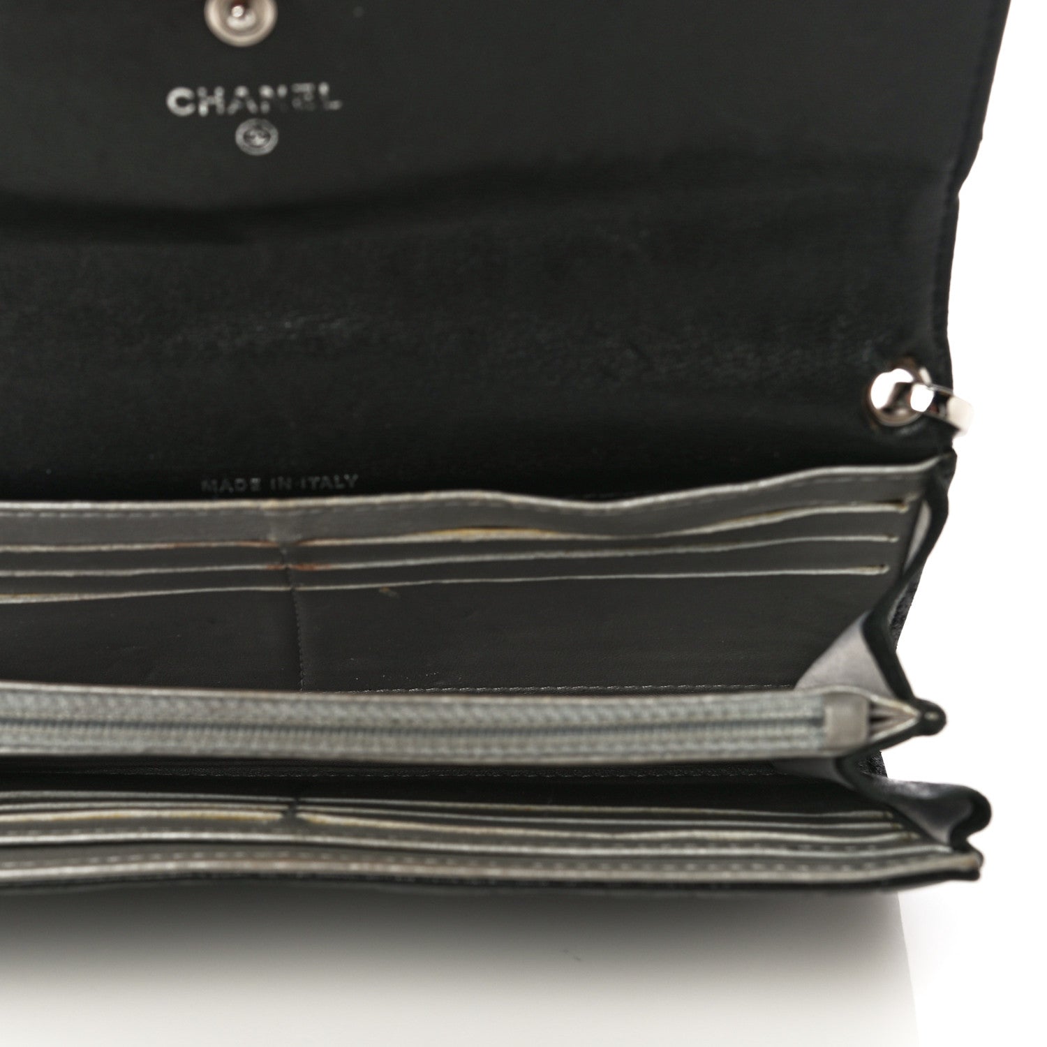 Chanel Lambskin Camellia Embossed Wallet on Chain WOC Black 4 of 29