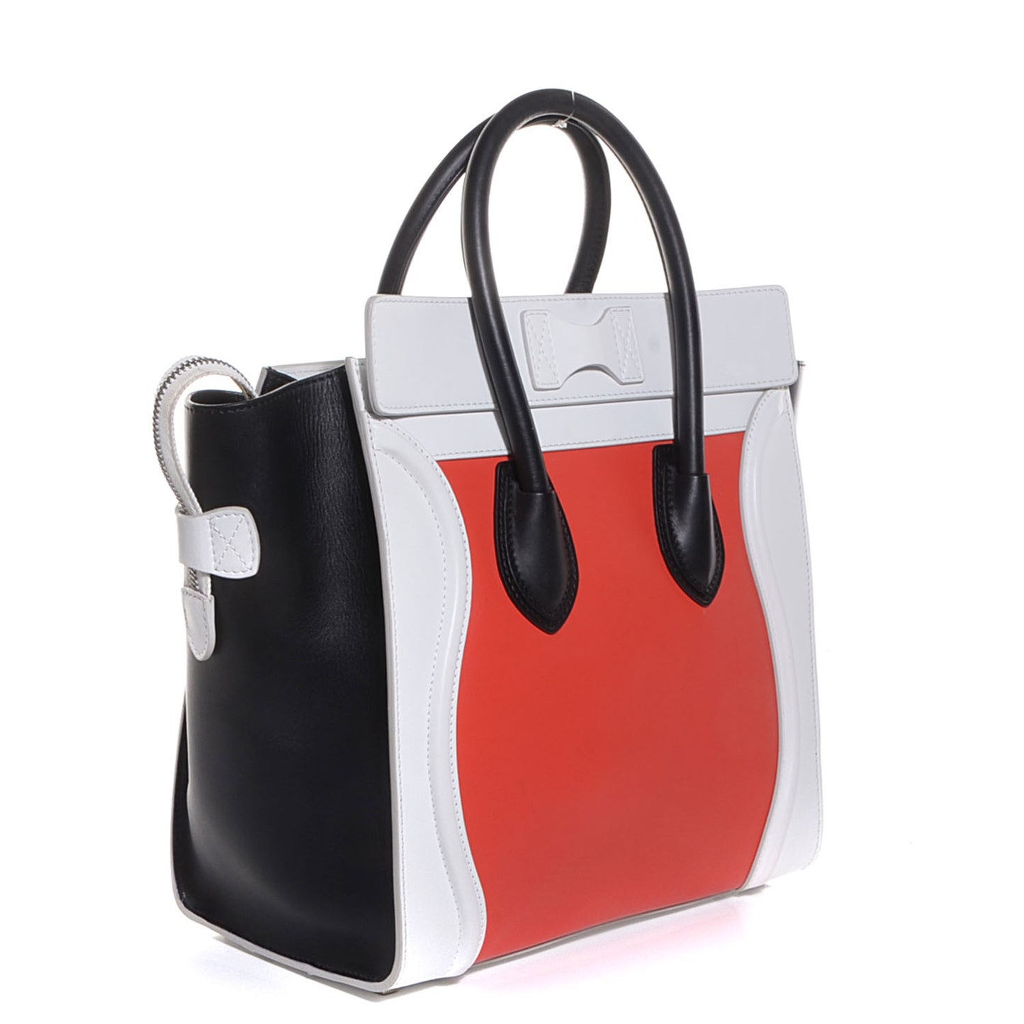 Smooth Calfskin Mini Tri-Color Luggage Vermillion