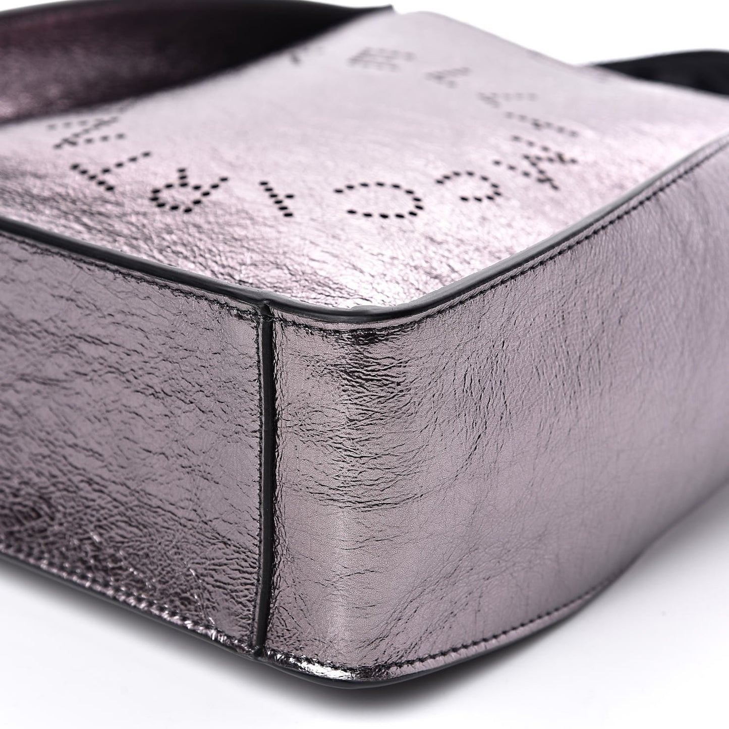 Metallic Eco Alter Nappa Perforated Logo Mini Crossbody Silver