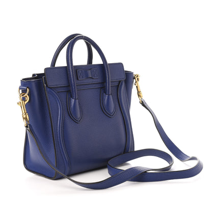 Celine Drummed Calfskin Nano Luggage Indigo 3 of 9