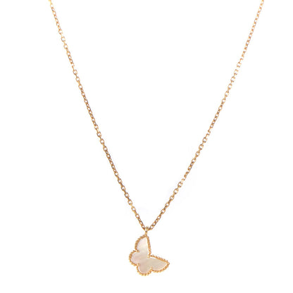 Van Cleef & Arpels 18K Yellow Gold Mother of Pearl Sweet Alhambra Butterfly Pendant Necklace 1 of 7