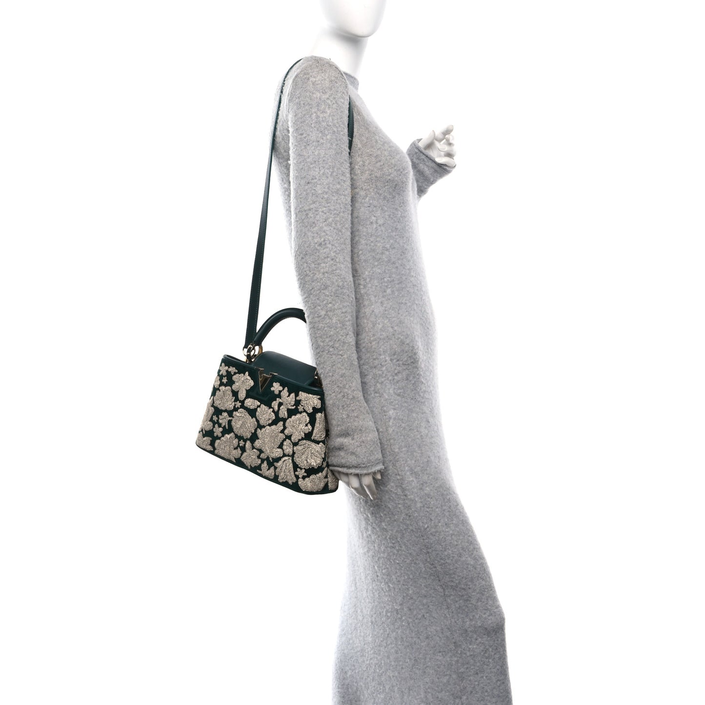 Velvet Embroidery Capucines BB Green