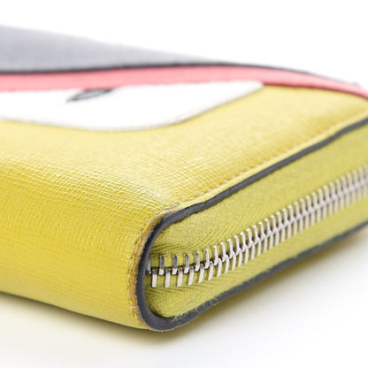 Fendi Vitello Elite Monster Eyes Inlay Bi-Color Zip Around Wallet Cedro Rosso Multicolor 10 of 13