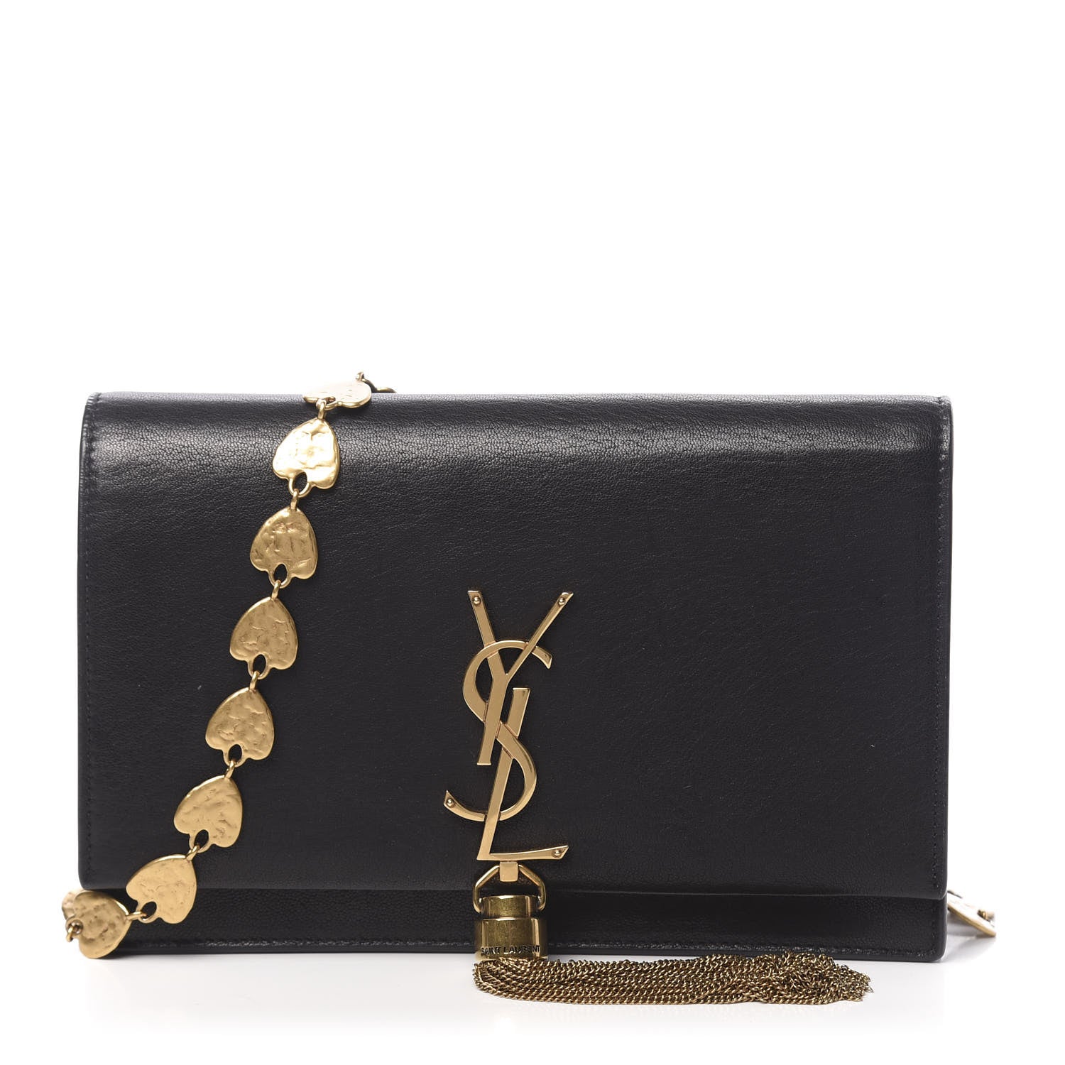 Saint Laurent Smooth Calfskin Classic Monogram Kate Heart Tassel Heart Chain Wallet Black 1 of 20