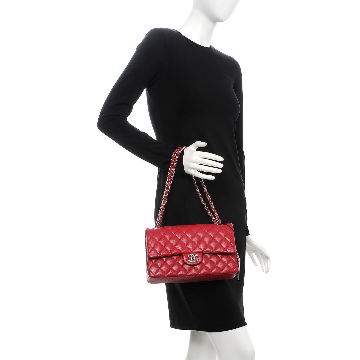 Caviar Quilted Medium Double Flap Pink