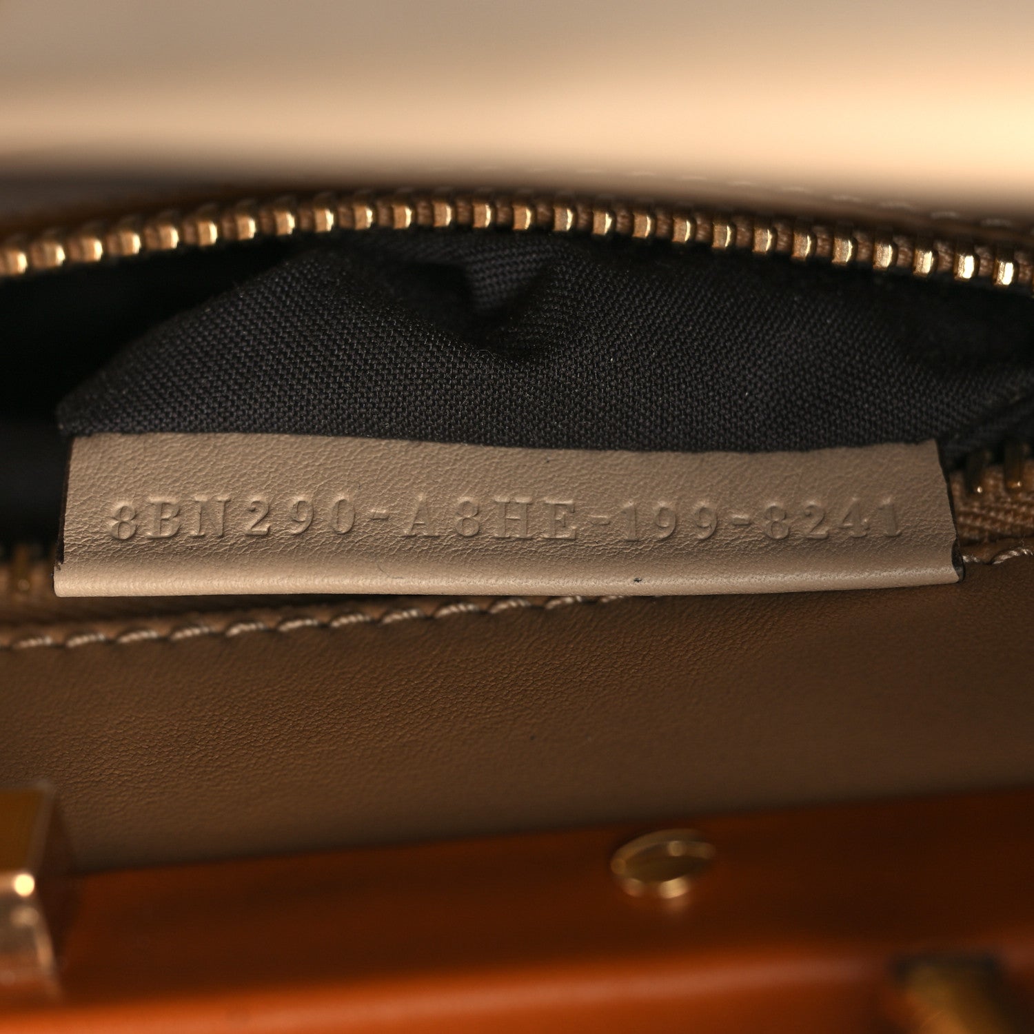 Fendi Vitello Seta Shiny Nappa Medium Peekaboo Iconic Satchel Deserto Mou 7 of 9