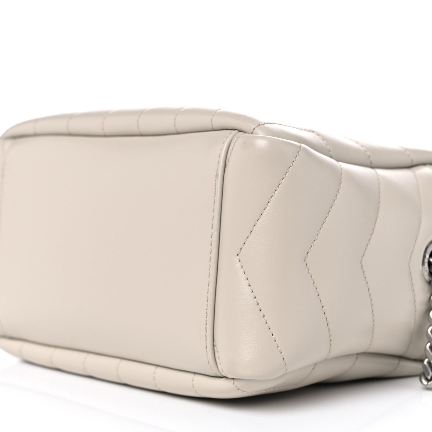 Calfskin Y Quilted Monogram Small Loulou Bowling Bag Ivory