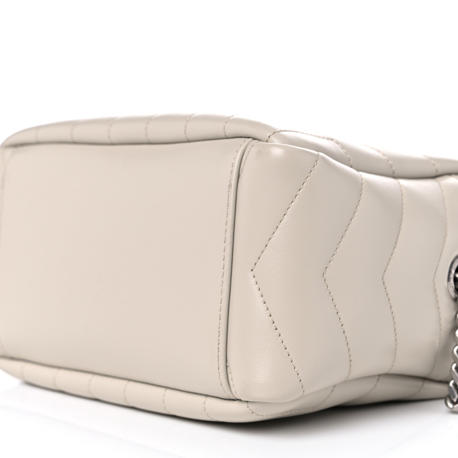 Saint Laurent Calfskin Y Quilted Monogram Small Loulou Bowling Bag Ivory 8 of 12