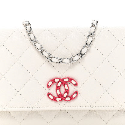Chanel Caviar Quilted Chanel 19 Wallet On Chain WOC White Pink 9 of 12