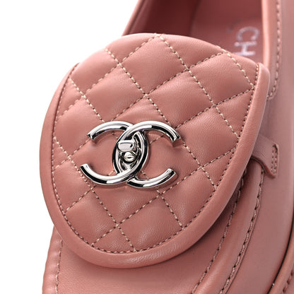 Chanel Lambskin Quilted CC Turnlock Loafers 37 Dark Pink 9 of 10