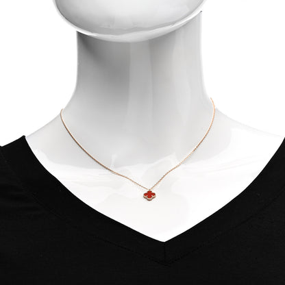 Van Cleef & Arpels 18K Rose Gold Carnelian Sweet Alhambra Pendant Necklace 2 of 6