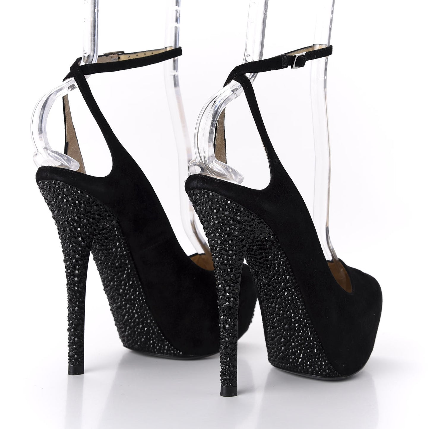 Suede Swarovski Crystal Pumps 36 Black