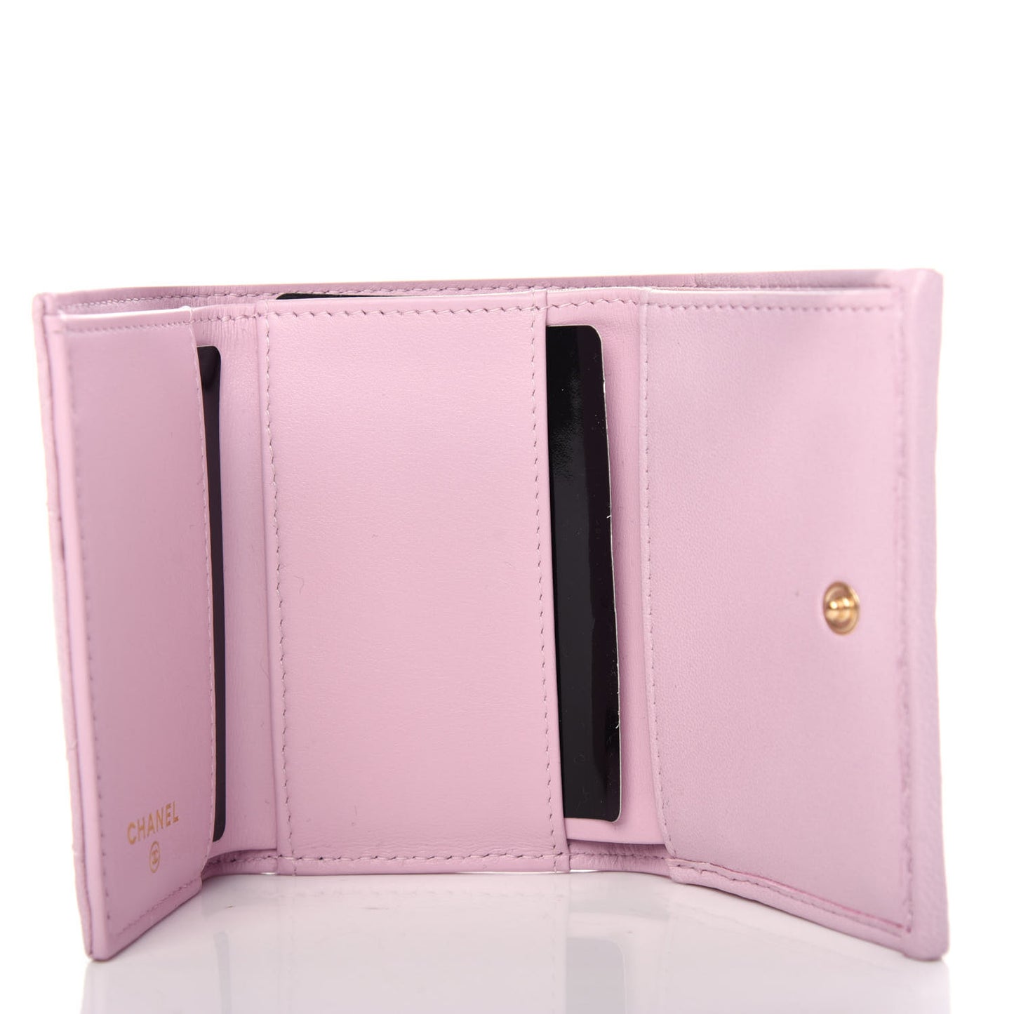 Goatskin Quilted Chanel 19 Flap Wallet Pink
