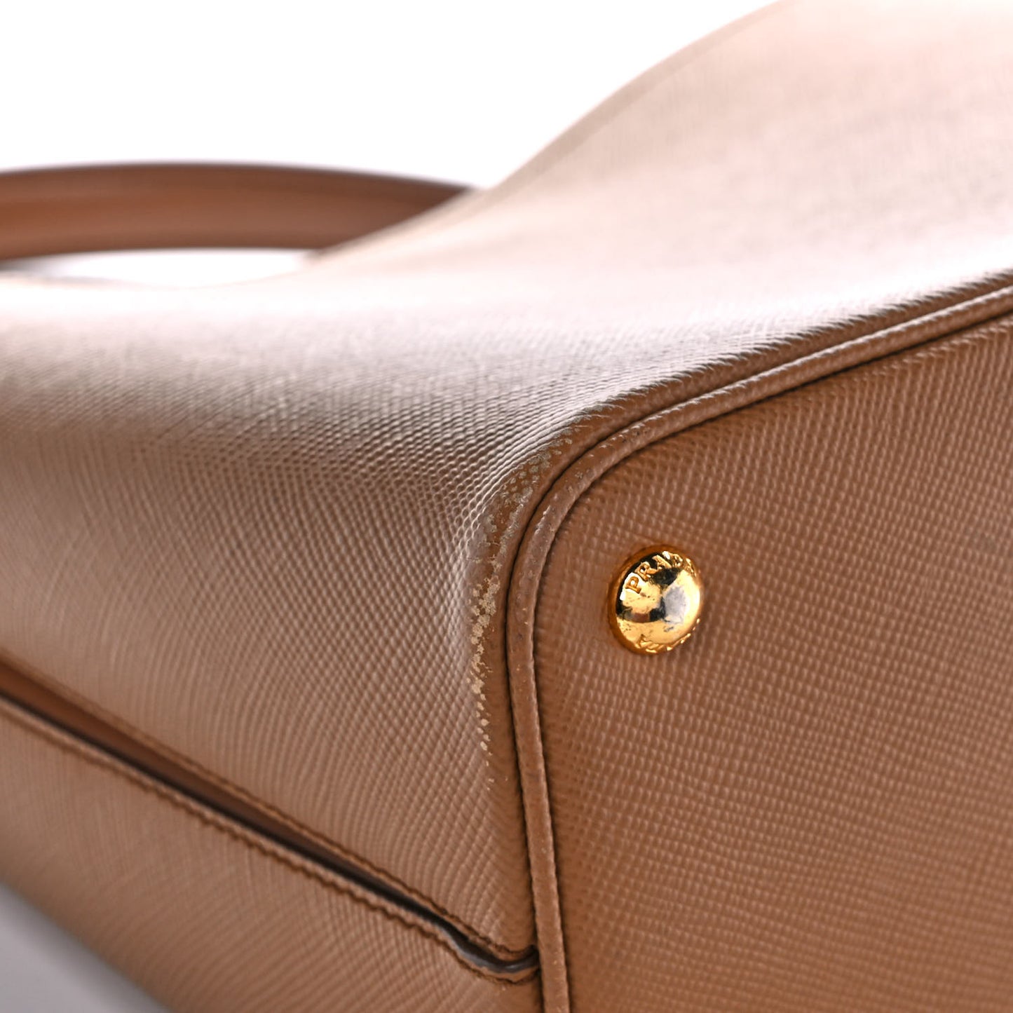 Saffiano Cuir Medium Panier Bucket Bag Caramel Papaya