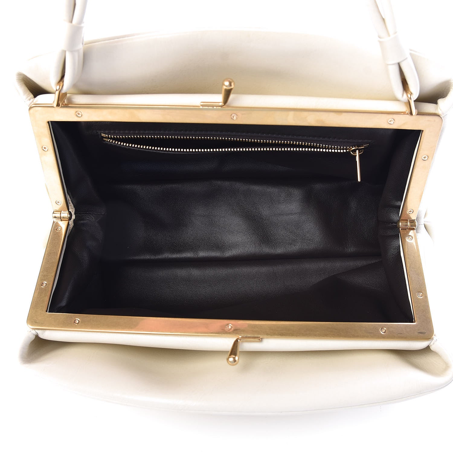 Celine Smooth Calfskin Eyelet Small Top Handle Bag White 6 of 10