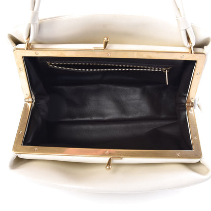 Celine Smooth Calfskin Eyelet Small Top Handle Bag White 6 of 10
