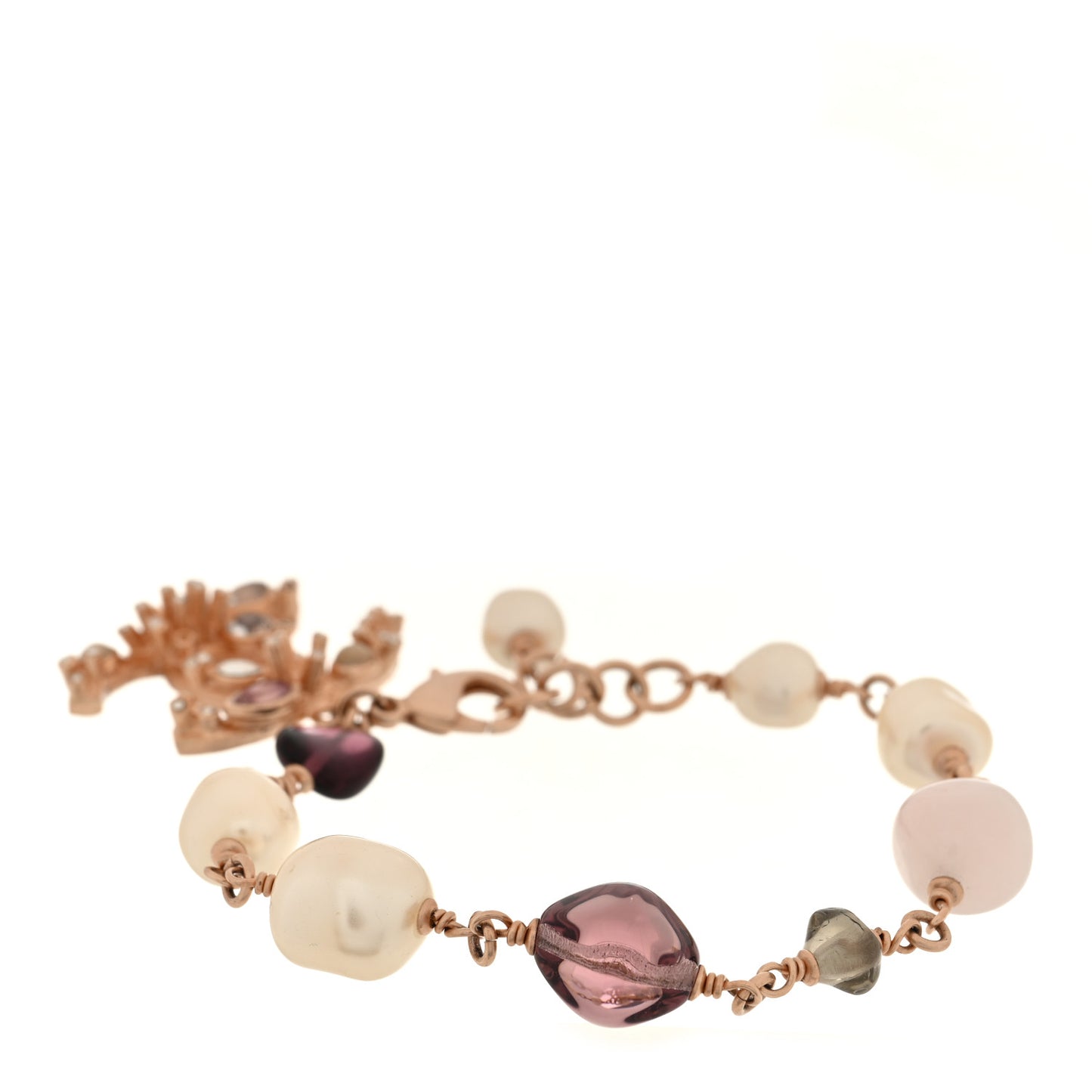 Crystal Marquise CC Irregular Pearl Bracelet Gold Purple