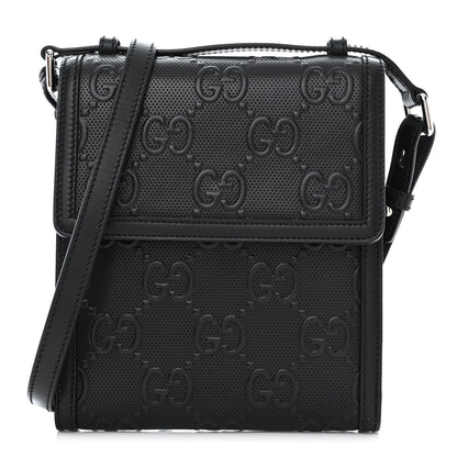 Gucci Calfskin GG Tennis Embossed Messenger Bag Black 1 of 13