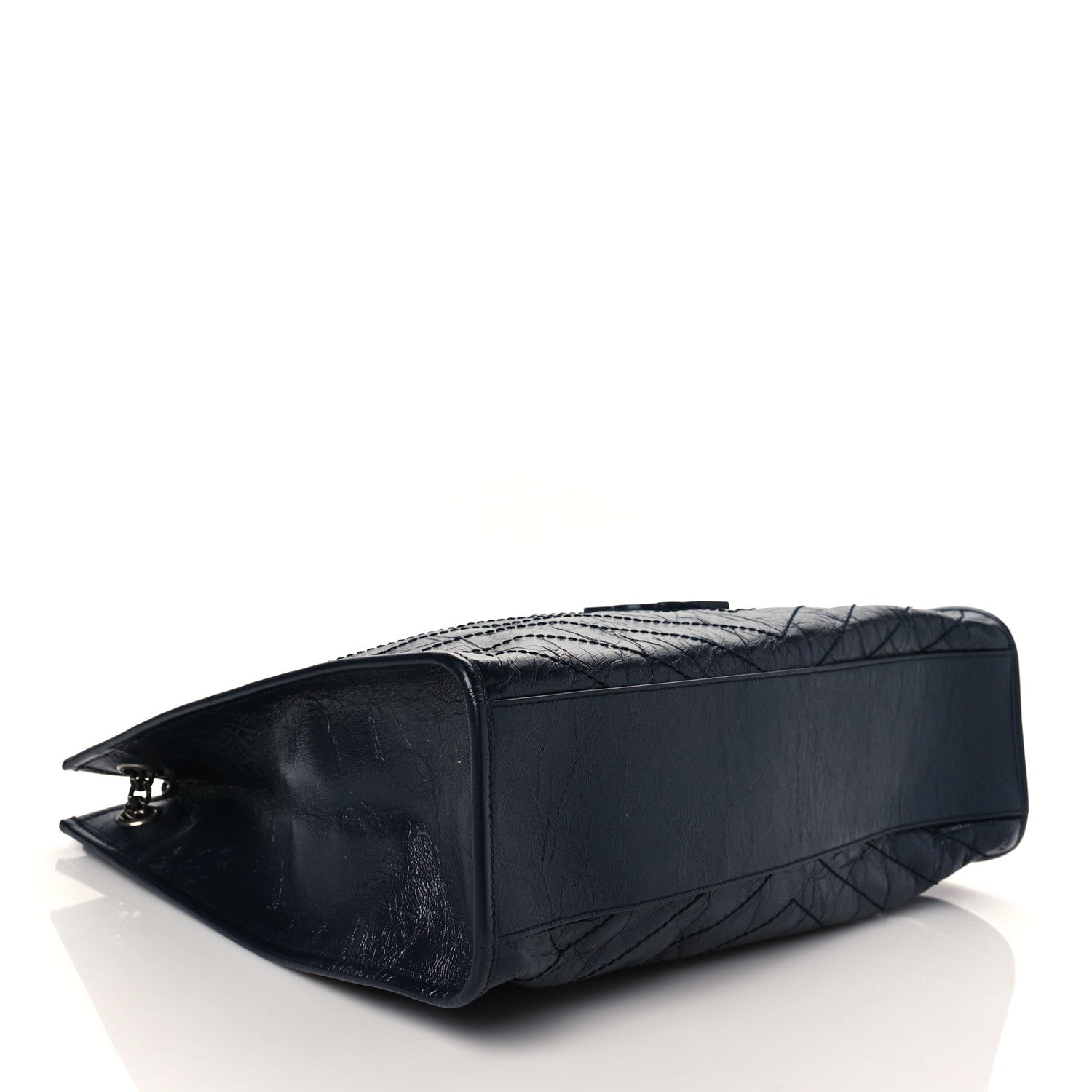 Saint Laurent Crinkled Calfskin Matelasse Monogram Niki Shoulder Bag Deep Marine 4 of 13