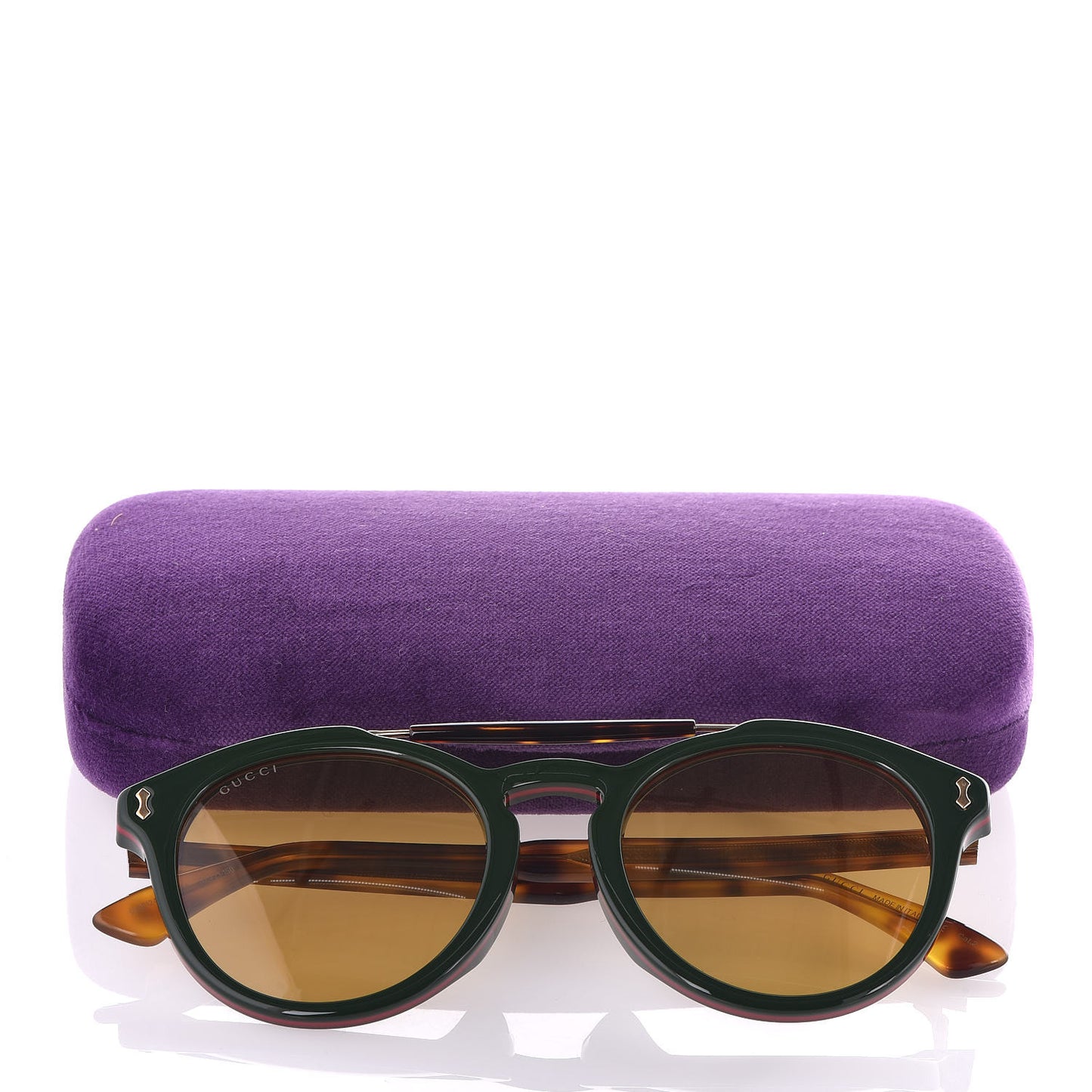 Acetate Vintage Round GG 0124SA Sunglasses Green Tortoise