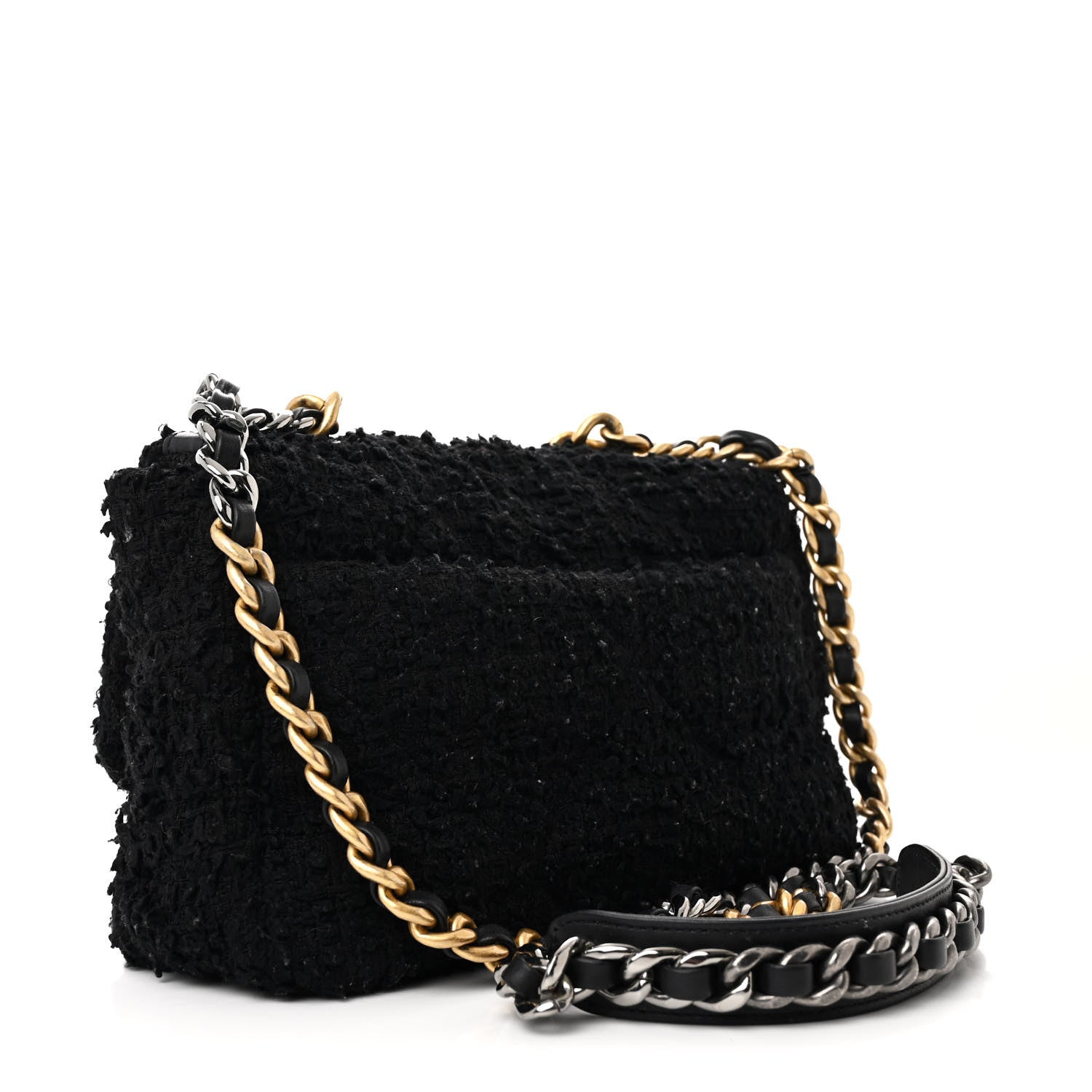 Chanel Tweed Quilted Medium Chanel 19 Flap Black 3 of 13