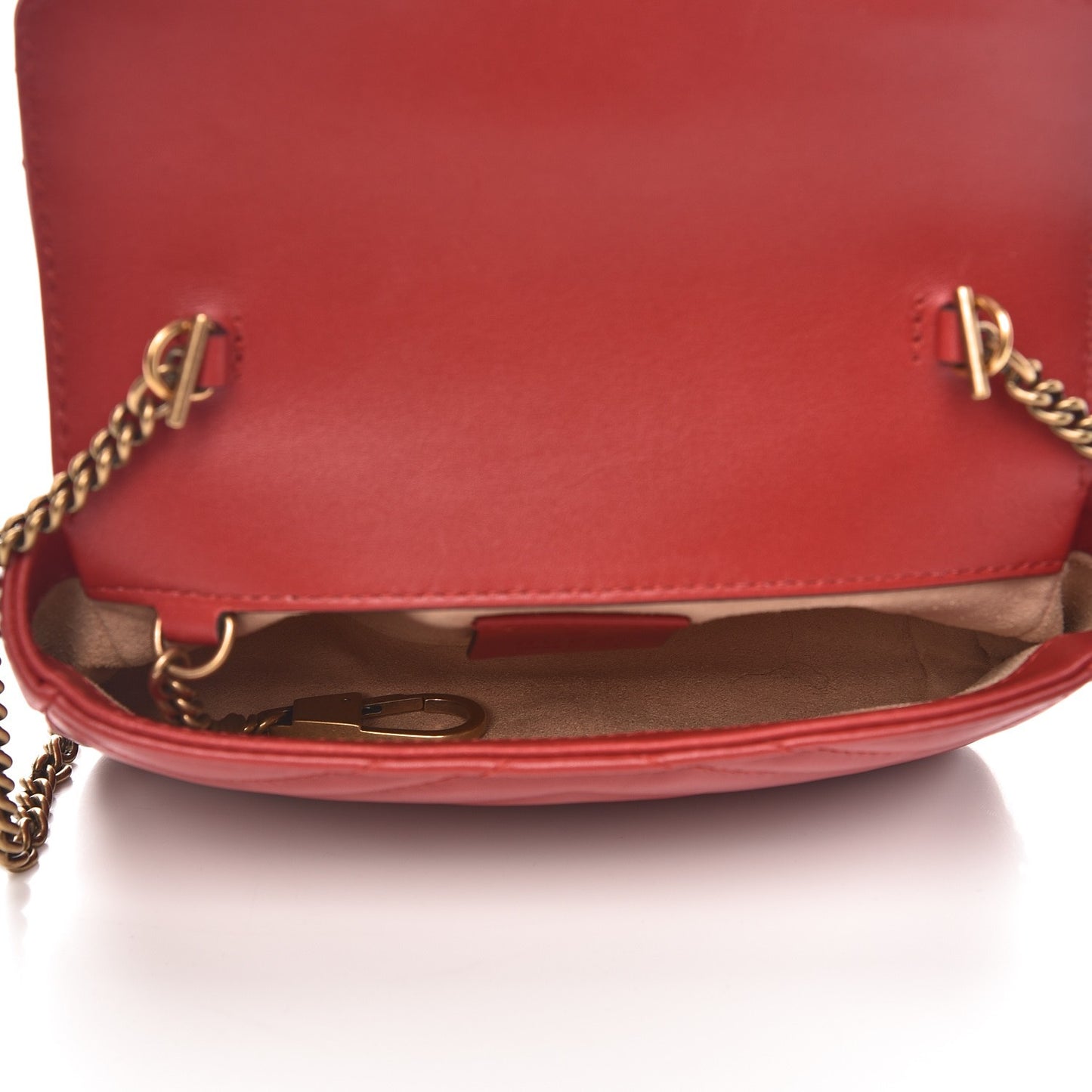 Calfskin Matelasse Super Mini GG Marmont Shoulder Bag Hibiscus Red