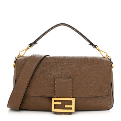 Fendi Cuoio Romano Selleria Large Baguette Fango Papavero 1 of 11