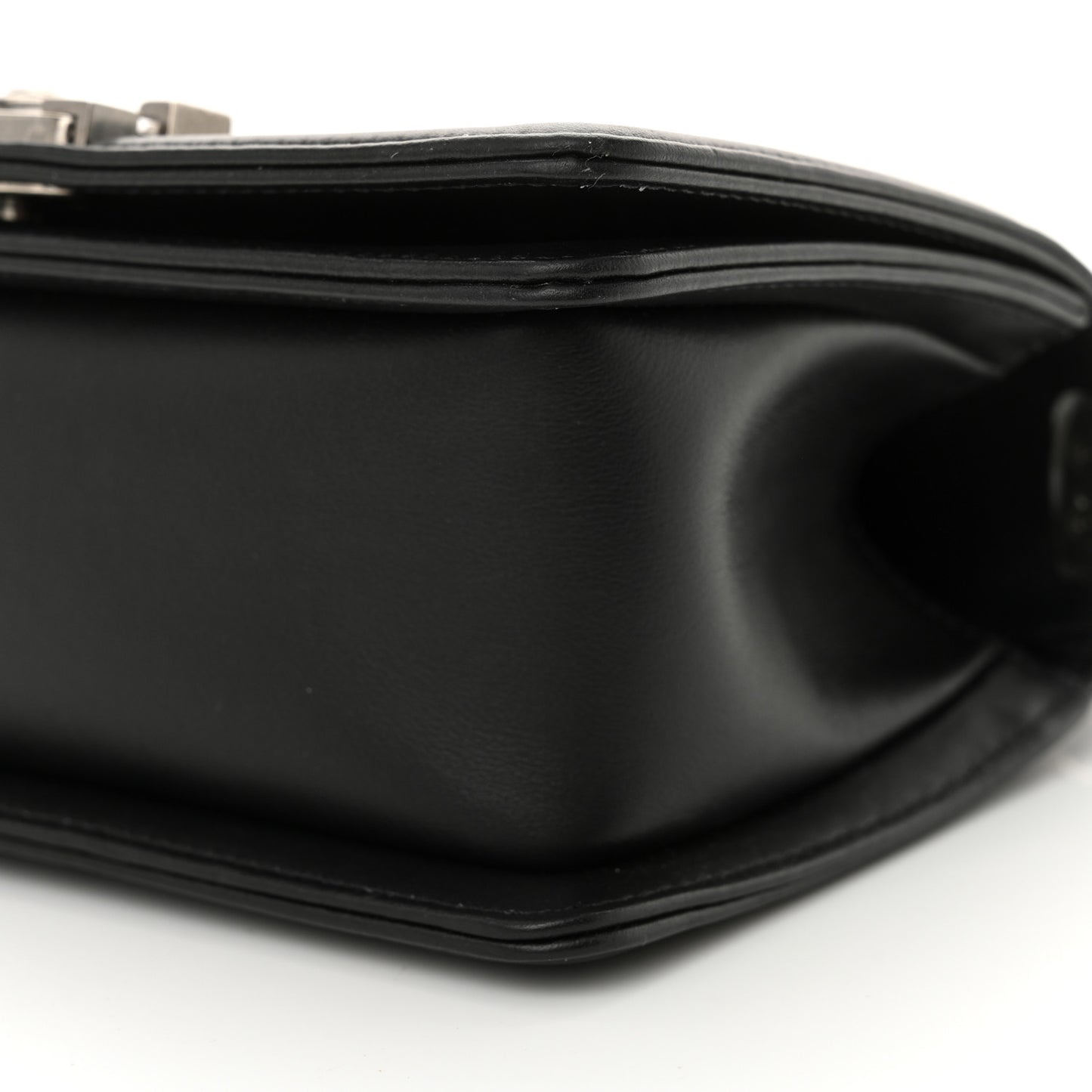 Calfskin Quilted Small Boy Flap Black