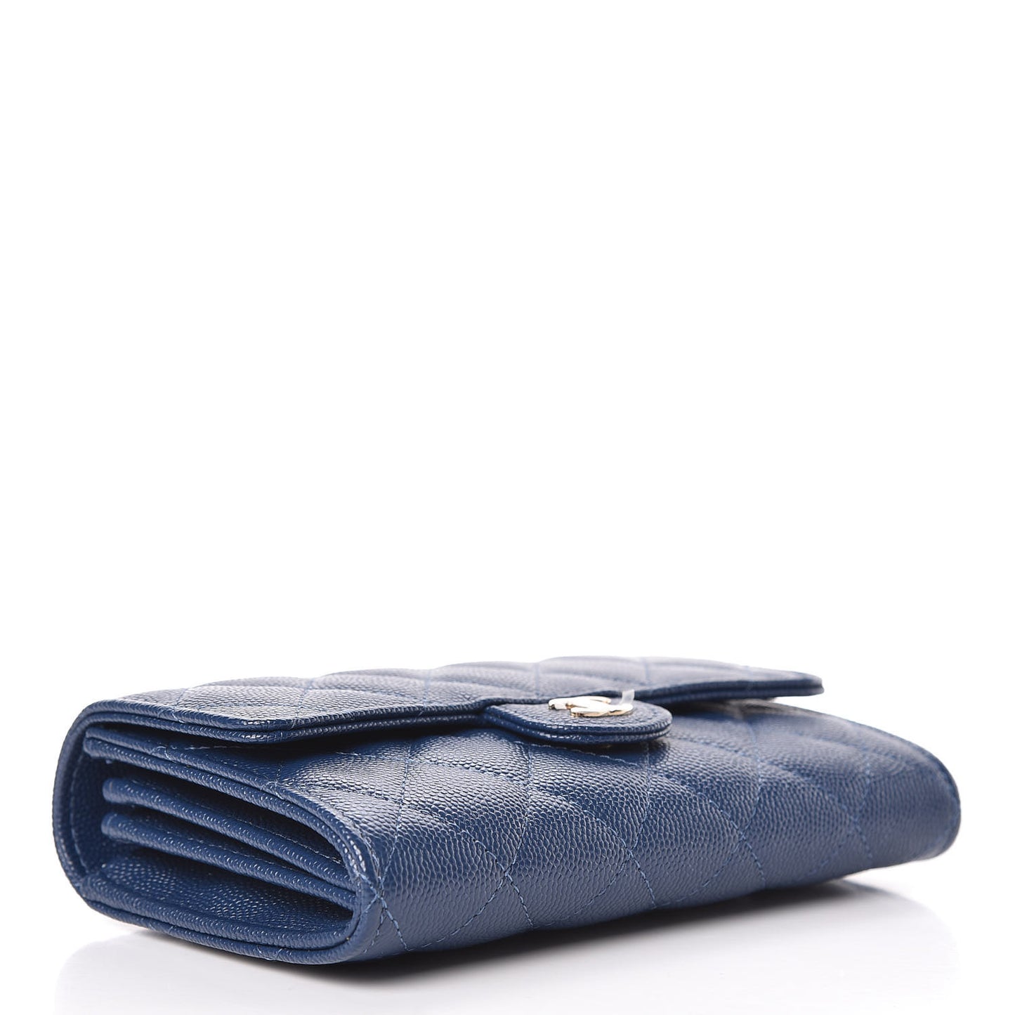 Caviar Quilted Classic Clutch With Chain Blue