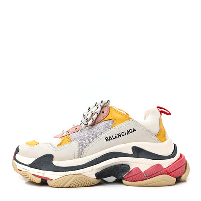 Balenciaga Mesh Nubuck Womens Triple S Sneakers 39 White Gris Jaune Rose 1 of 6