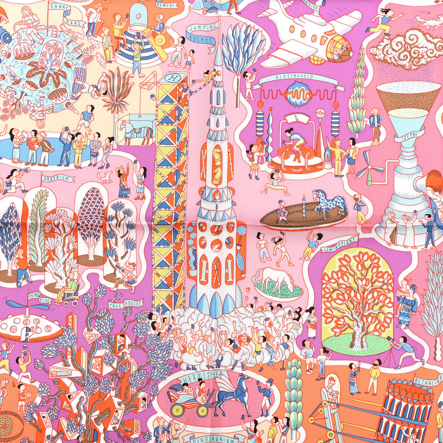 Silk Exposition Universelle Scarf 90 Rose Mauve Multicolore