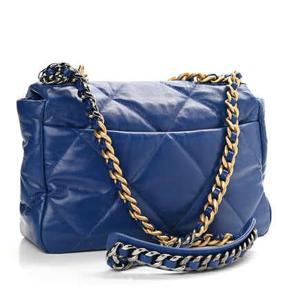 Chanel Goatskin Quilted Large Chanel 19 Flap Dark Blue 3 of 11