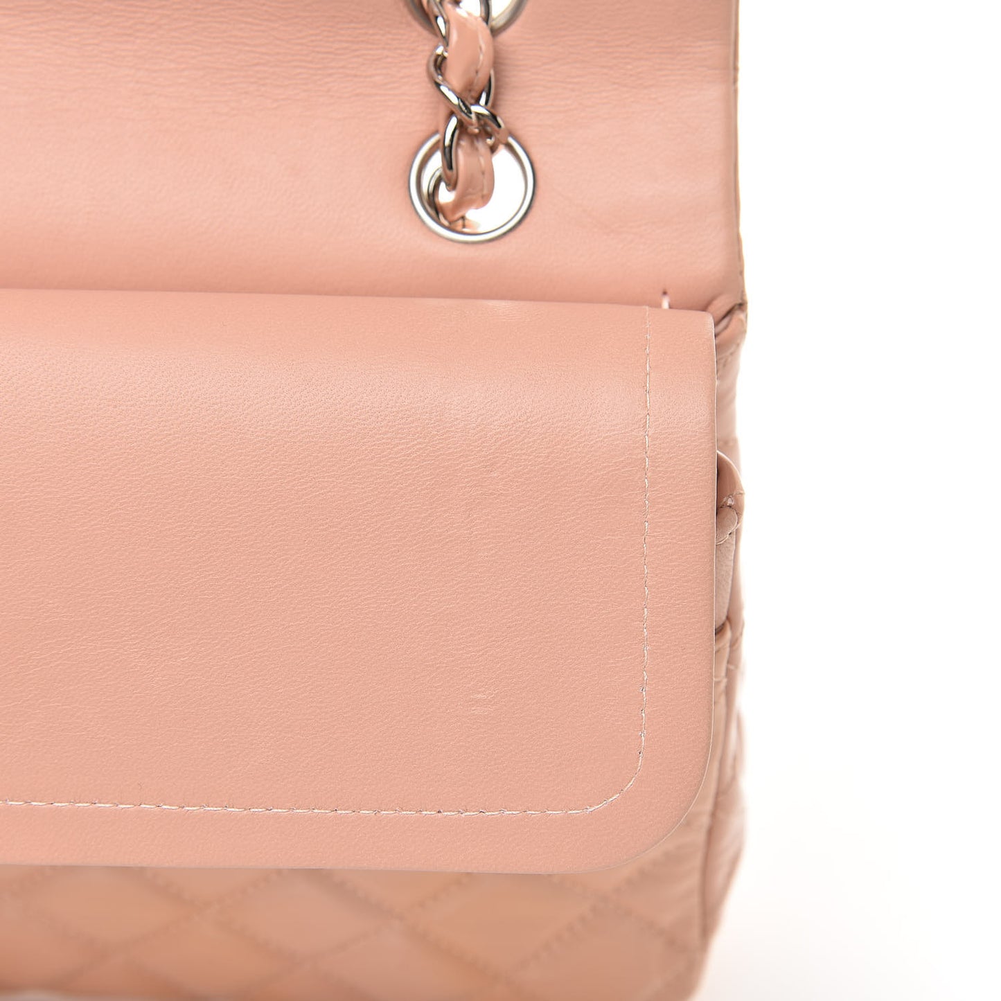 Patent Quilted Medium Double Flap Light Pink