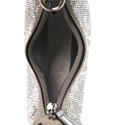 Fendi Crystal Vitello Laminato Suede FF Nano Fendigraphy Hobo Charm Grey 5 of 11