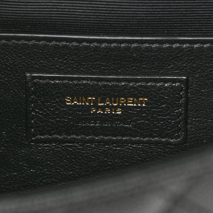 Saint Laurent Grain De Poudre Textured Mixed Matelasse Triquilt Medium Monogram Satchel Black 7 of 10