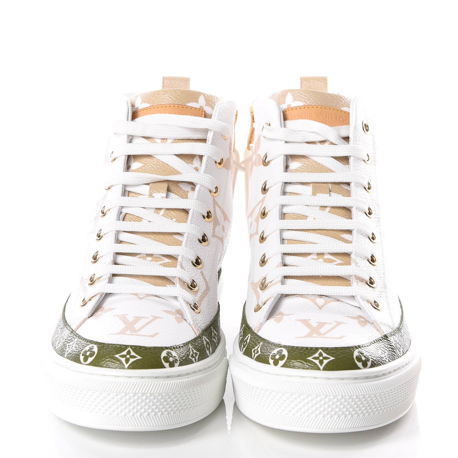 Louis Vuitton Monogram Giant Stellar Sneaker Boots 38.5 Kaki White Beige 3 of 9