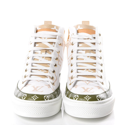 Louis Vuitton Monogram Giant Stellar Sneaker Boots 38.5 Kaki White Beige 3 of 9