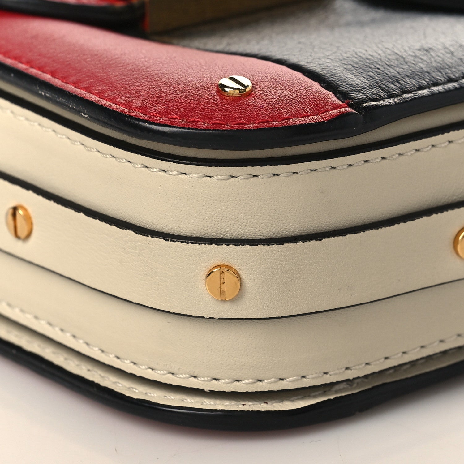 Valentino Garavani Calfskin Mini Rivet Colorblock Shoulder Bag Black Red 8 of 11