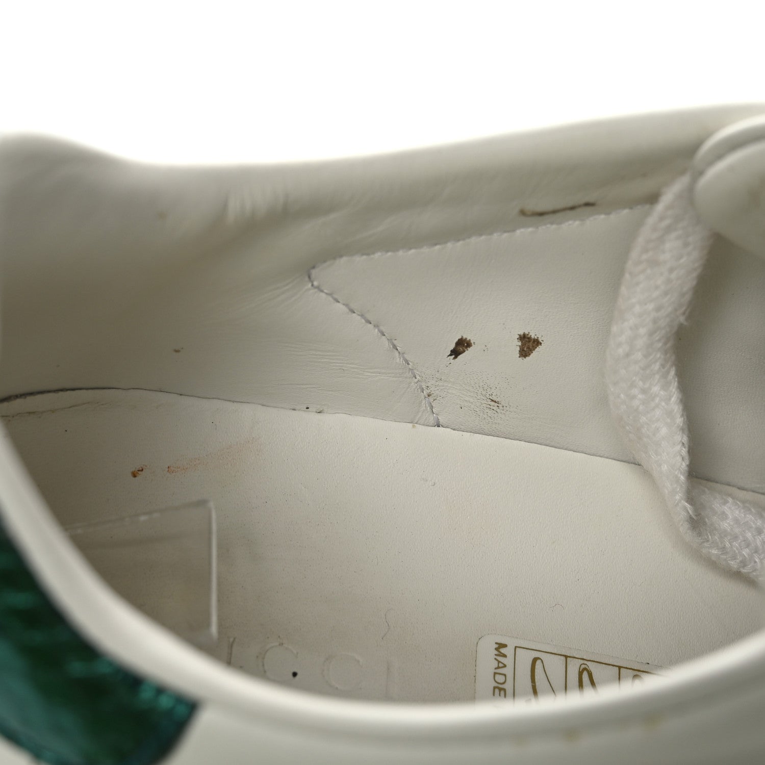 Gucci Calfskin Web Pearl Studded Womens Ace Sneakers 35.5 White 7 of 8