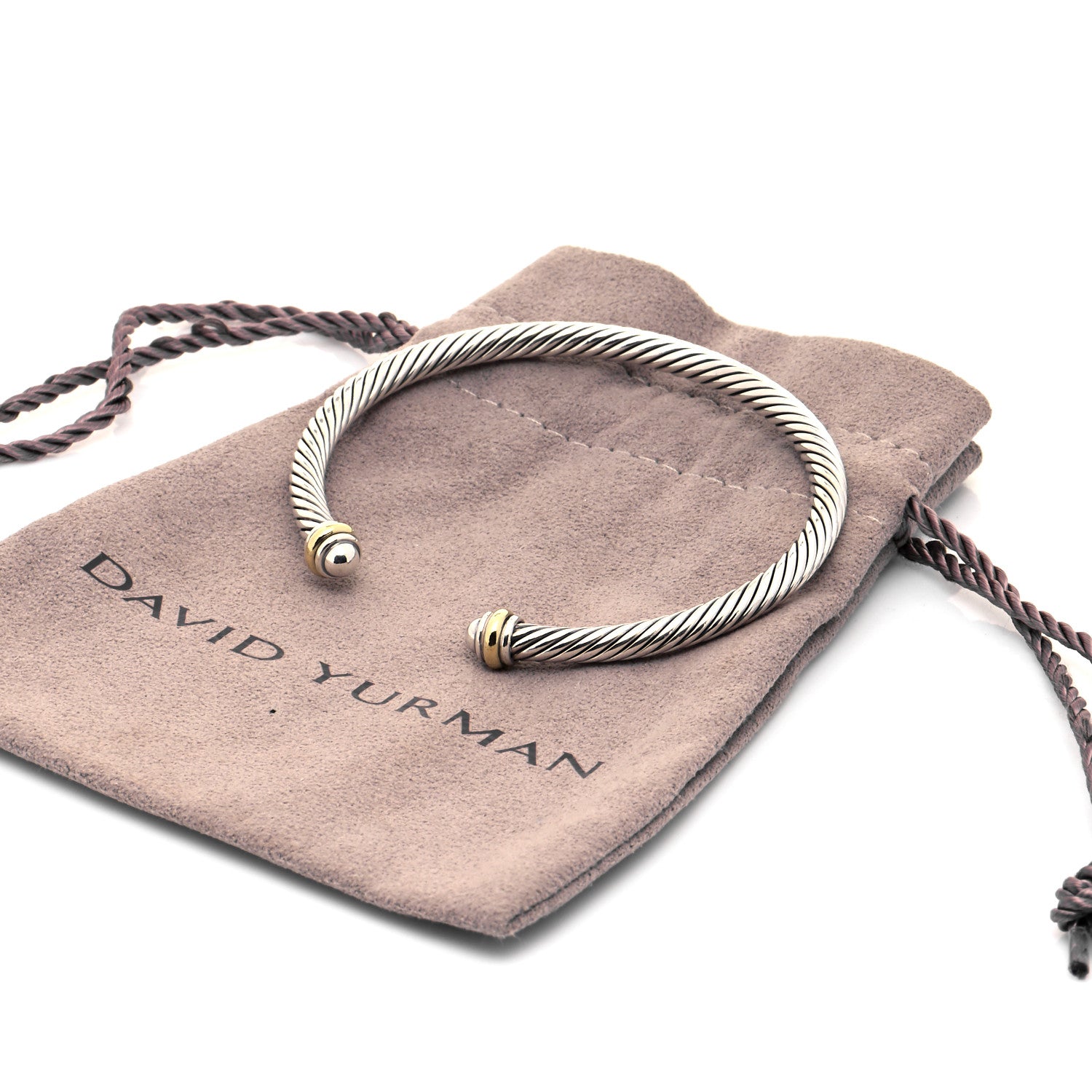 David Yurman Sterling Silver 18K Yellow Gold 4mm Cable Classics Bracelet 7 of 7
