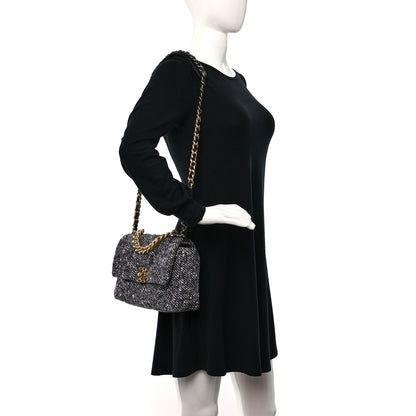 Chanel Tweed Quilted Medium Chanel 19 Flap Grey 2 of 11