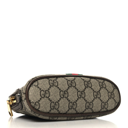Gucci GG Supreme Monogram Textured Calfskin Web Medium Ophidia Cosmetic Case Beige Ebony New Acero 4 of 10