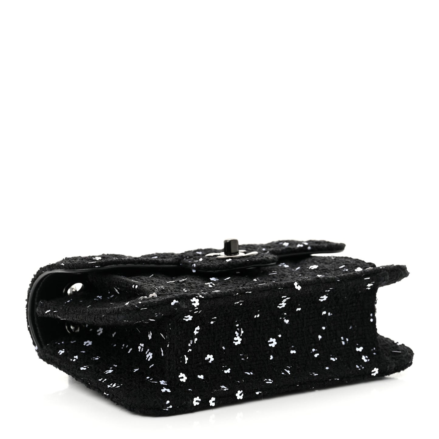 Tweed Sequin Quilted Double You Mini Flap So Black