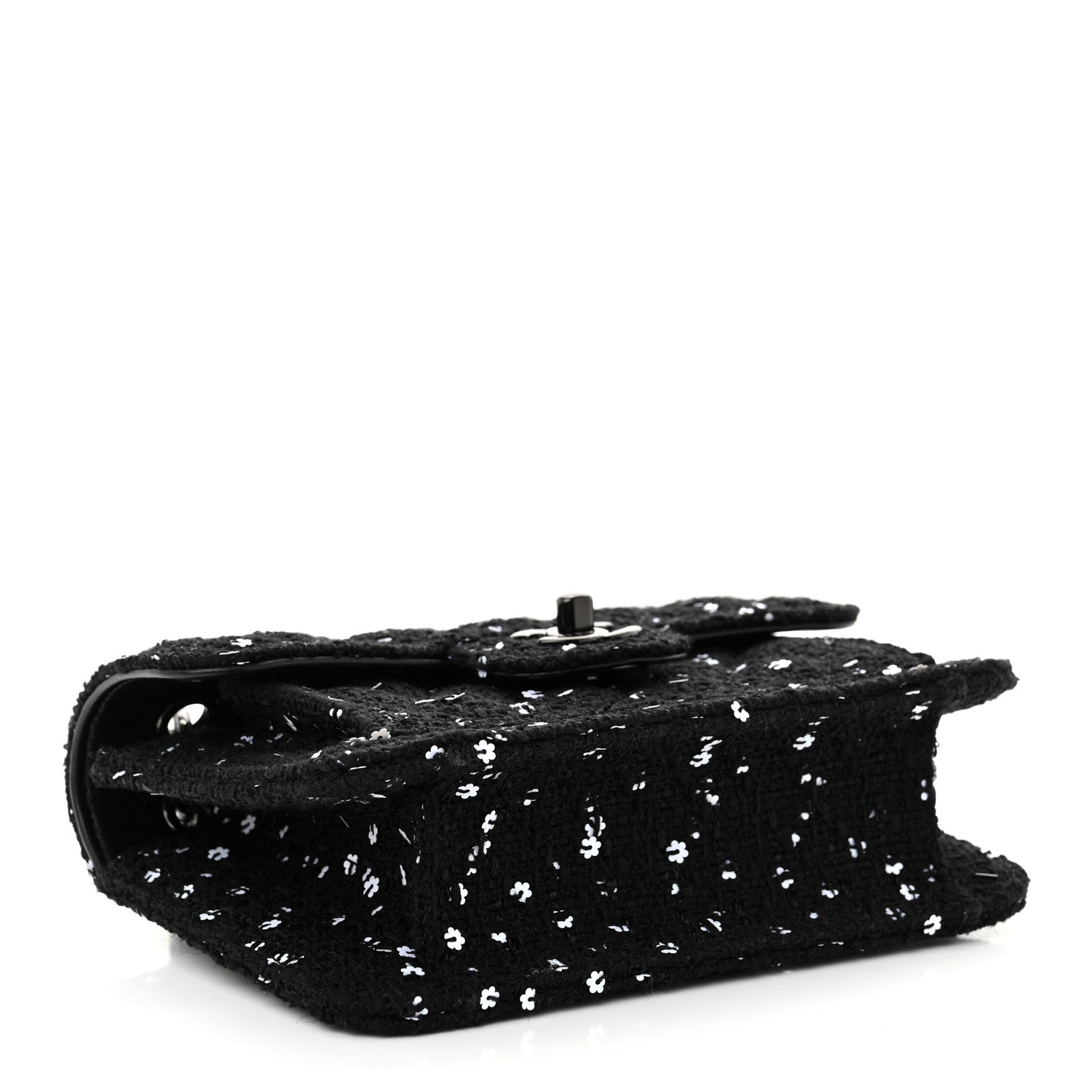 Chanel Tweed Sequin Quilted Double You Mini Flap So Black 4 of 11