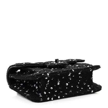Chanel Tweed Sequin Quilted Double You Mini Flap So Black 4 of 11
